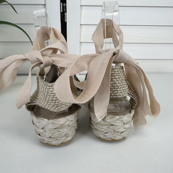 Stuart Weitzman Denia Cheetah Print Espadrille Flats Balletcore Tie Size 7M - Picture 5 of 12